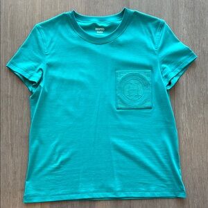 NWOT Hermès Embroidered Pocket Tee in Vert Emeraudi size 36